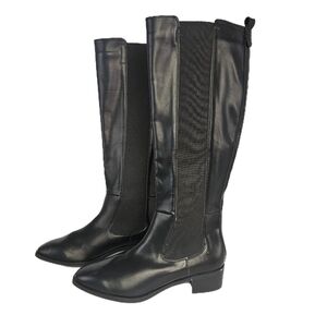 Splendid Andi Chelsea Knee-High Riding Boots Black Faux Leather Size 9